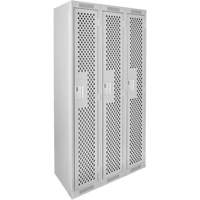 Clean Line Lockers, Bank of 3, 36" x 12" x 72", Steel, Grey, Rivet (Assembled), Perforated M & M Nord Ouest Inc