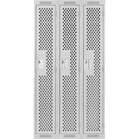 Clean Line Lockers, Bank of 3, 36" x 12" x 72", Steel, Grey, Rivet (Assembled), Perforated M & M Nord Ouest Inc