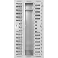 Clean Line Lockers, Bank of 3, 36" x 12" x 72", Steel, Grey, Rivet (Assembled), Perforated M & M Nord Ouest Inc