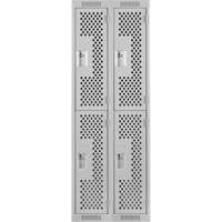 Clean Line Lockers, 2 -tier, Bank of 2, 24" x 12" x 72", Steel, Grey, Rivet (Assembled), Perforated M & M Nord Ouest Inc