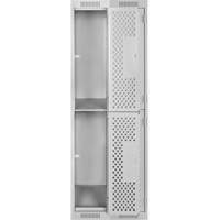 Clean Line Lockers, 2 -tier, Bank of 2, 24" x 12" x 72", Steel, Grey, Rivet (Assembled), Perforated M & M Nord Ouest Inc