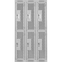 Clean Line Lockers, 2 -tier, Bank of 3, 36" x 12" x 72", Steel, Grey, Rivet (Assembled), Perforated M & M Nord Ouest Inc