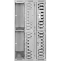 Clean Line Lockers, 2 -tier, Bank of 3, 36" x 12" x 72", Steel, Grey, Rivet (Assembled), Perforated M & M Nord Ouest Inc