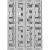 Clean Line Lockers, 2 -tier, Bank of 4, 48" x 12" x 72", Steel, Grey, Rivet (Assembled), Perforated M & M Nord Ouest Inc