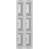 Clean Line Lockers, 3 -tier, Bank of 2, 24" x 12" x 72", Steel, Grey, Rivet (Assembled), Perforated M & M Nord Ouest Inc