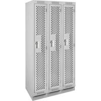 Clean Line Lockers, Bank of 3, 36" x 15" x 76", Steel, Grey, Rivet (Assembled), Perforated M & M Nord Ouest Inc