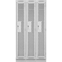 Clean Line Lockers, Bank of 3, 36" x 15" x 76", Steel, Grey, Rivet (Assembled), Perforated M & M Nord Ouest Inc