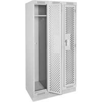 Clean Line Lockers, Bank of 3, 36" x 15" x 76", Steel, Grey, Rivet (Assembled), Perforated M & M Nord Ouest Inc