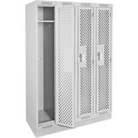 Casiers Clean Line, Bloc de 4, 48" x 15" x 76", Acier, Gris, Rivet (assembl&eacute;), Perfor&eacute; M & M Nord Ouest Inc
