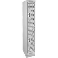 Clean Line Lockers, 2 -tier, 12" x 18" x 76", Steel, Grey, Rivet (Assembled), Perforated M & M Nord Ouest Inc