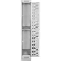 Clean Line Lockers, 2 -tier, 12" x 18" x 76", Steel, Grey, Rivet (Assembled), Perforated M & M Nord Ouest Inc