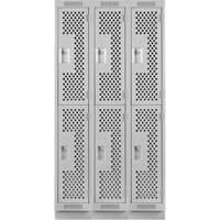 Clean Line Lockers, 2 -tier, Bank of 3, 36" x 18" x 76", Steel, Grey, Rivet (Assembled), Perforated M & M Nord Ouest Inc