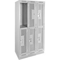 Clean Line Lockers, 2 -tier, Bank of 3, 36" x 18" x 76", Steel, Grey, Rivet (Assembled), Perforated M & M Nord Ouest Inc