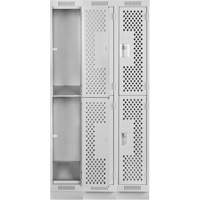 Clean Line Lockers, 2 -tier, Bank of 3, 36" x 18" x 76", Steel, Grey, Rivet (Assembled), Perforated M & M Nord Ouest Inc