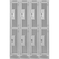 Clean Line Lockers, 2 -tier, Bank of 4, 48" x 18" x 76", Steel, Grey, Rivet (Assembled), Perforated M & M Nord Ouest Inc