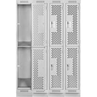 Clean Line Lockers, 2 -tier, Bank of 4, 48" x 18" x 76", Steel, Grey, Rivet (Assembled), Perforated M & M Nord Ouest Inc