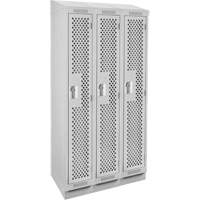 Clean Line Lockers, Bank of 3, 36" x 12" x 82", Steel, Grey, Rivet (Assembled), Perforated M & M Nord Ouest Inc