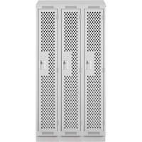 Clean Line Lockers, Bank of 3, 36" x 12" x 82", Steel, Grey, Rivet (Assembled), Perforated M & M Nord Ouest Inc