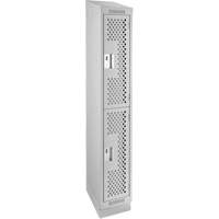 Clean Line Lockers, 2 -tier, 12" x 12" x 82", Steel, Grey, Rivet (Assembled), Perforated M & M Nord Ouest Inc