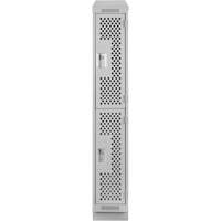 Clean Line Lockers, 2 -tier, 12" x 12" x 82", Steel, Grey, Rivet (Assembled), Perforated M & M Nord Ouest Inc