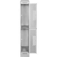 Clean Line Lockers, 2 -tier, 12" x 12" x 82", Steel, Grey, Rivet (Assembled), Perforated M & M Nord Ouest Inc