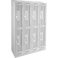 Clean Line Lockers, 2 -tier, Bank of 4, 48" x 18" x 82", Steel, Grey, Rivet (Assembled), Perforated M & M Nord Ouest Inc