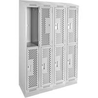 Clean Line Lockers, 2 -tier, Bank of 4, 48" x 18" x 82", Steel, Grey, Rivet (Assembled), Perforated M & M Nord Ouest Inc