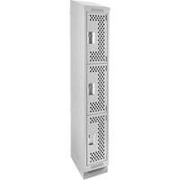 Clean Line Lockers, 3 -tier, 12" x 12" x 82", Steel, Grey, Rivet (Assembled), Perforated M & M Nord Ouest Inc