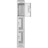 Clean Line Lockers, 3 -tier, 12" x 12" x 82", Steel, Grey, Rivet (Assembled), Perforated M & M Nord Ouest Inc