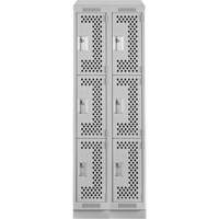 Clean Line Lockers, 3 -tier, Bank of 2, 24" x 12" x 82", Steel, Grey, Rivet (Assembled), Perforated M & M Nord Ouest Inc