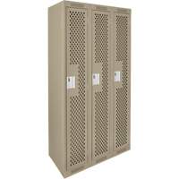 Clean Line Lockers, Bank of 3, 36" x 15" x 72", Steel, Beige, Rivet (Assembled), Perforated M & M Nord Ouest Inc