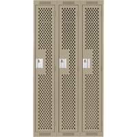 Clean Line Lockers, Bank of 3, 36" x 15" x 72", Steel, Beige, Rivet (Assembled), Perforated M & M Nord Ouest Inc