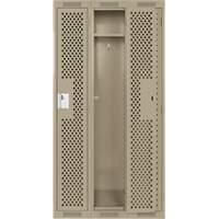 Clean Line Lockers, Bank of 3, 36" x 15" x 72", Steel, Beige, Rivet (Assembled), Perforated M & M Nord Ouest Inc