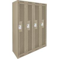 Clean Line Lockers, Bank of 4, 48" x 12" x 72", Steel, Beige, Rivet (Assembled), Perforated M & M Nord Ouest Inc