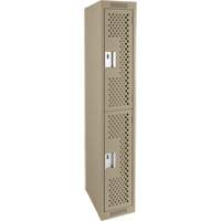 Clean Line Lockers, 2 -tier, 12" x 12" x 72", Steel, Beige, Rivet (Assembled), Perforated M & M Nord Ouest Inc