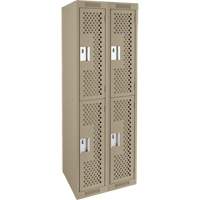 Clean Line Lockers, 2 -tier, Bank of 2, 24" x 12" x 72", Steel, Beige, Rivet (Assembled), Perforated M & M Nord Ouest Inc