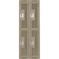 Clean Line Lockers, 2 -tier, Bank of 2, 24" x 12" x 72", Steel, Beige, Rivet (Assembled), Perforated M & M Nord Ouest Inc