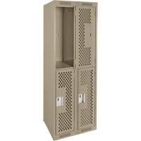 Clean Line Lockers, 2 -tier, Bank of 2, 24" x 12" x 72", Steel, Beige, Rivet (Assembled), Perforated M & M Nord Ouest Inc