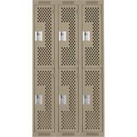 Clean Line Lockers, 2 -tier, Bank of 3, 36" x 12" x 72", Steel, Beige, Rivet (Assembled), Perforated M & M Nord Ouest Inc