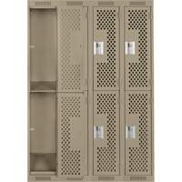Clean Line Lockers, 2 -tier, Bank of 4, 48" x 12" x 72", Steel, Beige, Rivet (Assembled), Perforated M & M Nord Ouest Inc