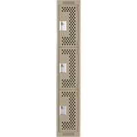 Clean Line Lockers, 3 -tier, 12" x 12" x 72", Steel, Beige, Rivet (Assembled), Perforated M & M Nord Ouest Inc
