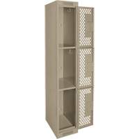 Clean Line Lockers, 3 -tier, 12" x 12" x 72", Steel, Beige, Rivet (Assembled), Perforated M & M Nord Ouest Inc
