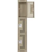 Clean Line Lockers, 3 -tier, 12" x 12" x 72", Steel, Beige, Rivet (Assembled), Perforated M & M Nord Ouest Inc