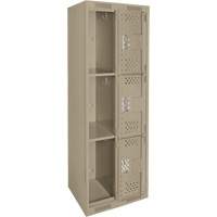 Clean Line Lockers, 3 -tier, Bank of 2, 24" x 12" x 72", Steel, Beige, Rivet (Assembled), Perforated M & M Nord Ouest Inc