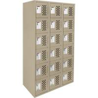 Clean-Line Perforated Lockerette, 6 -tier, Bank of 3, 15" x 72" x 12", Steel M & M Nord Ouest Inc