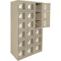 Clean-Line Perforated Lockerette, 6 -tier, Bank of 3, 15" x 72" x 12", Steel M & M Nord Ouest Inc