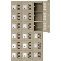 Clean-Line Perforated Lockerette, 6 -tier, Bank of 3, 15" x 72" x 12", Steel M & M Nord Ouest Inc