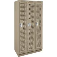 Clean Line Lockers, Bank of 3, 36" x 15" x 76", Steel, Beige, Rivet (Assembled), Perforated M & M Nord Ouest Inc