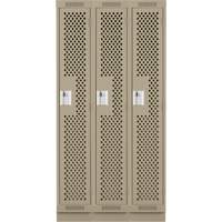 Clean Line Lockers, Bank of 3, 36" x 15" x 76", Steel, Beige, Rivet (Assembled), Perforated M & M Nord Ouest Inc