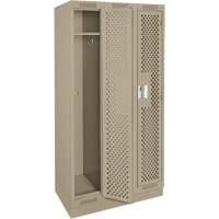 Clean Line Lockers, Bank of 3, 36" x 15" x 76", Steel, Beige, Rivet (Assembled), Perforated M & M Nord Ouest Inc